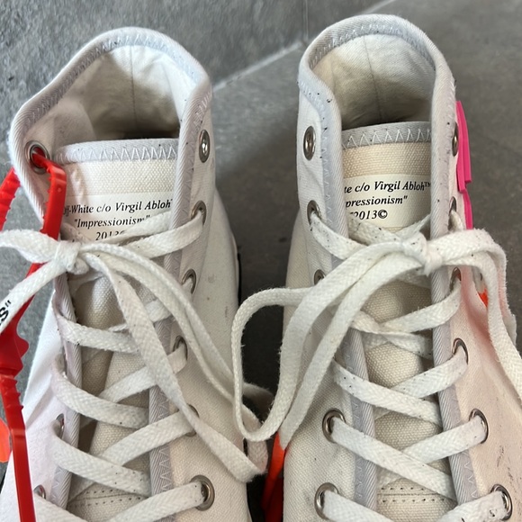 Off white vulcanized high top sneakers! C/O Virgil Abloh! Worn 2 times size 11 - Picture 4 of 12
